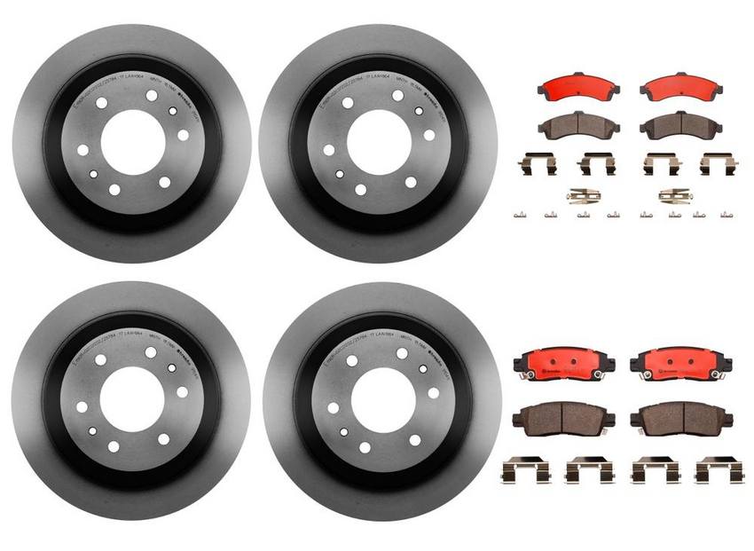 SAAB Brakes Kit - Pads & Rotors Front and Rear (325mm/325mm) (Ceramic) 89027184 - Brembo 3119564KIT